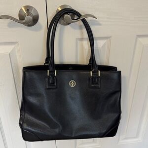 Black Leather Tote Bag Tory Burch